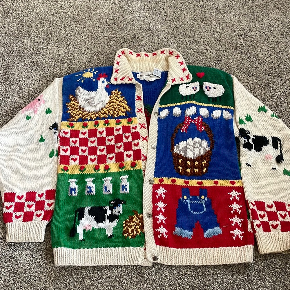 Farm-Themed Women's Cardigan Sweater